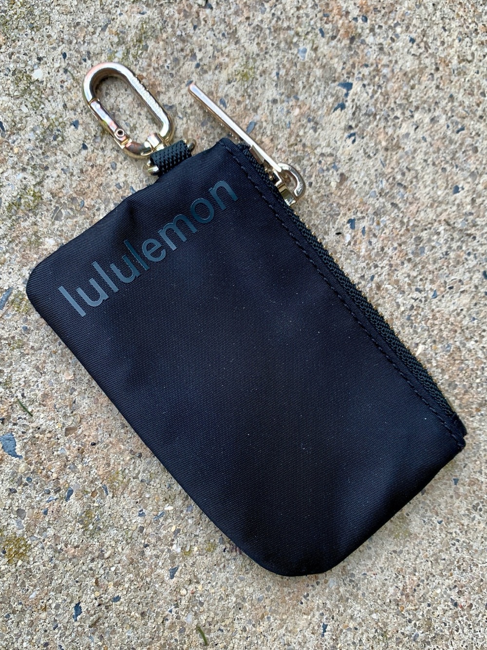 Lululemon Coin Card Pouch Nylon Black on Black Zip Top Clip